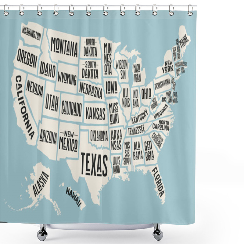 Personality  Poster Map Of United States Shower Curtains