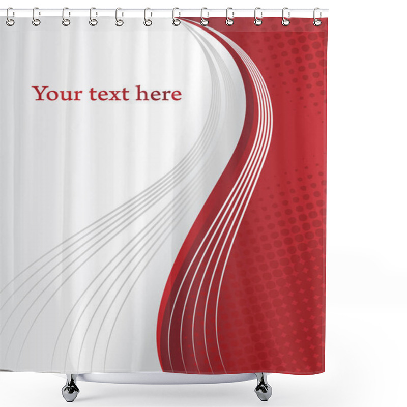 Personality  Red And Grey Vector Background With Dots And Abstract Curly Lines. Corporate Presentation Design With Text Space. Shower Curtains