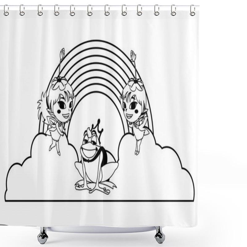 Personality  Beautiful Magic Fairies With Toad Prince And Rainbow Scene Shower Curtains