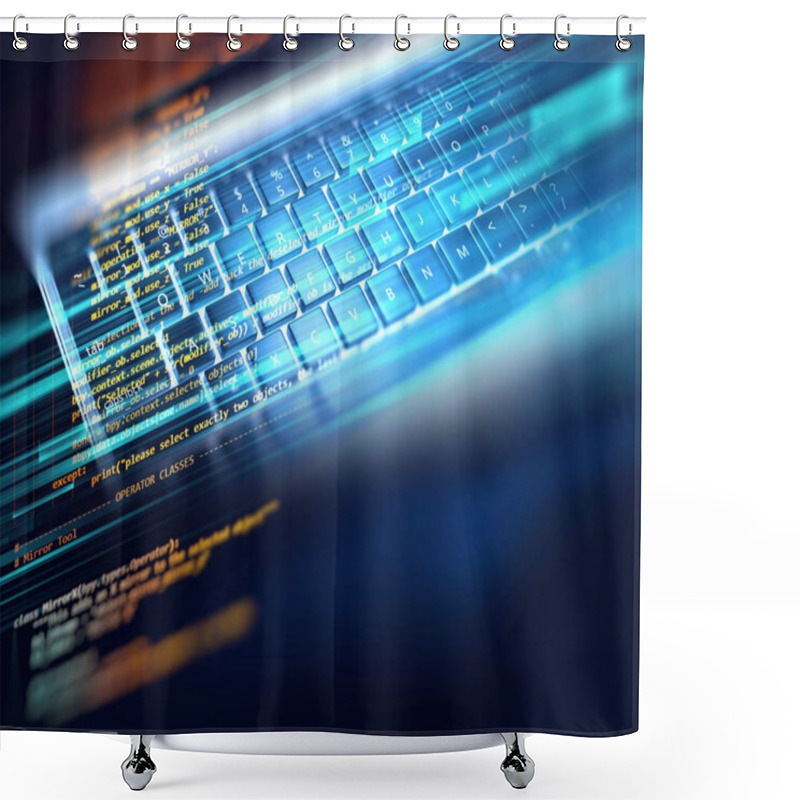 Personality  Programming Code Abstract Technology Background Of Software Deve Shower Curtains