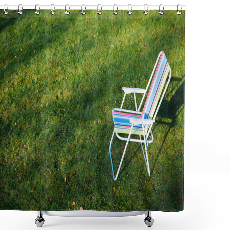 Personality  Garden Chair On Green Lawn Background Shower Curtains