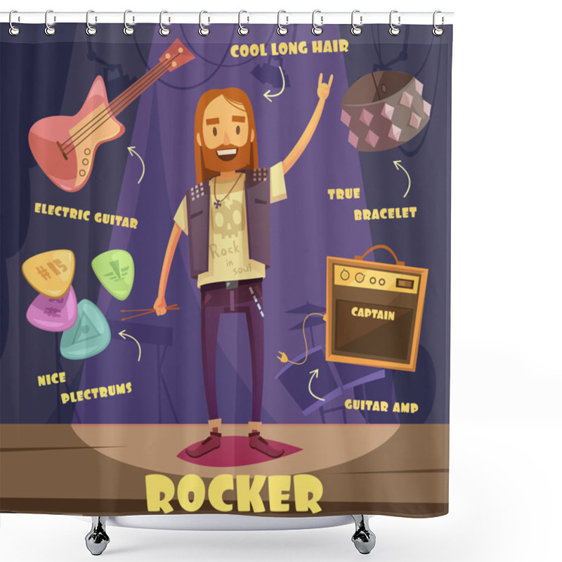 Personality  Rocker Character Pack For Man Shower Curtains