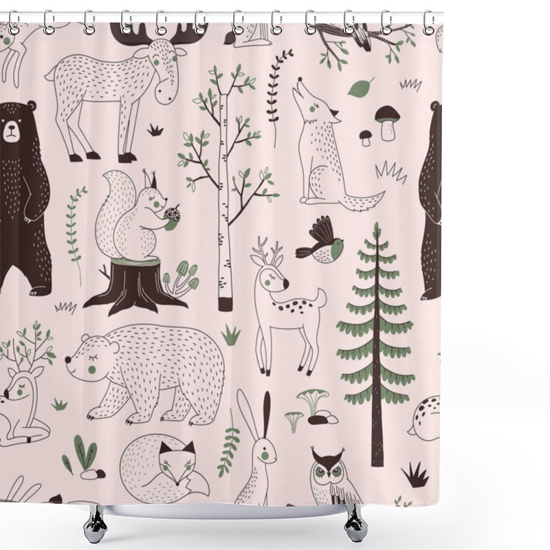 Personality  Summer Forest Seamless Vector Pattern Shower Curtains