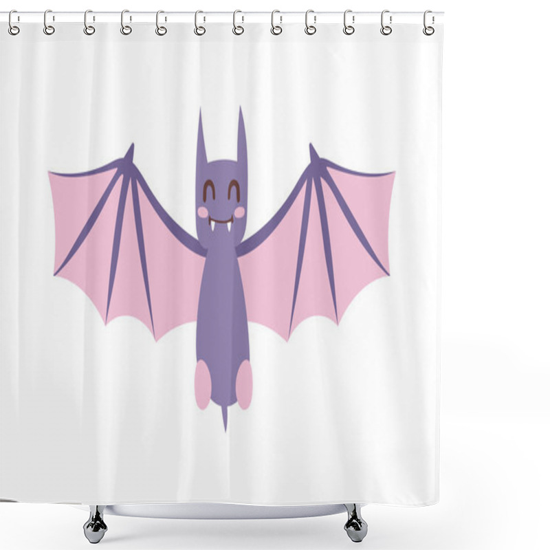 Personality  Cartoon Bat Vector Illustration. Shower Curtains