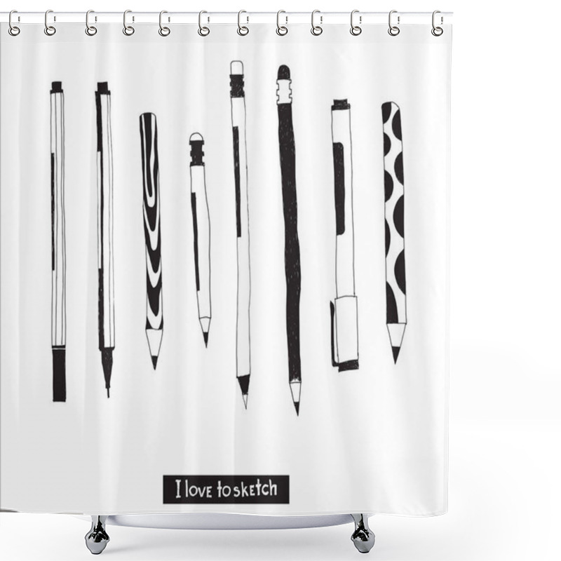 Personality  Hand Drawn Stationery Set Shower Curtains