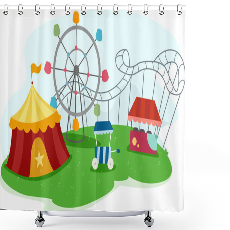 Personality  Theme Park With Rides Shower Curtains