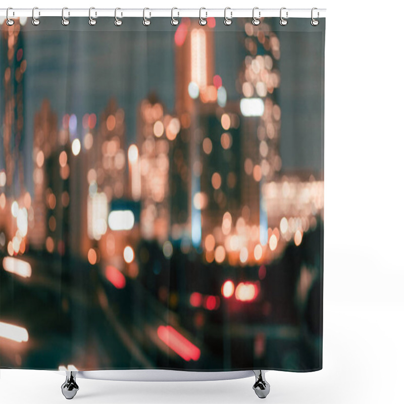 Personality  Bokeh Lights Of Modern City Skyline Shower Curtains