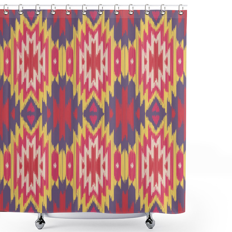 Personality  Vector Seamless Ikat Ethnic Pattern Shower Curtains