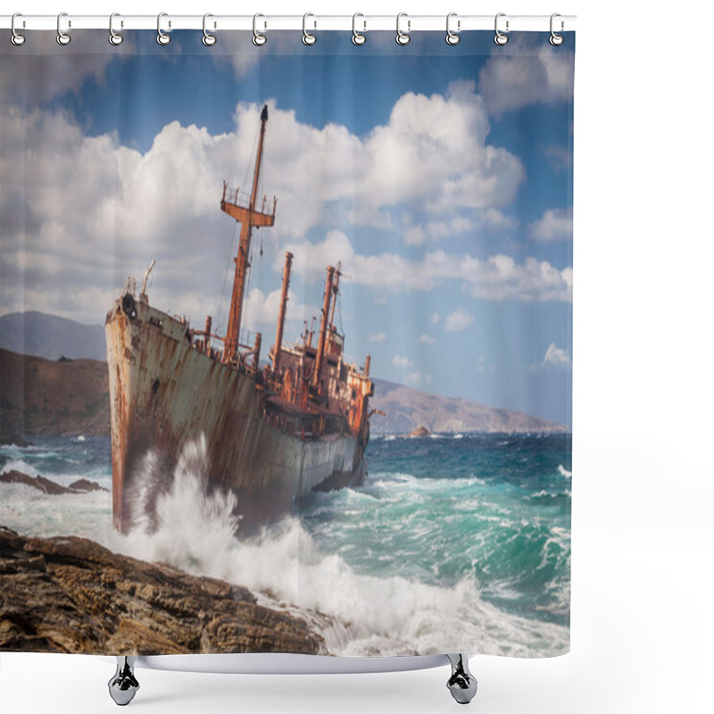 Personality  Abandoned Shipwreck On Andros, Greece Shower Curtains