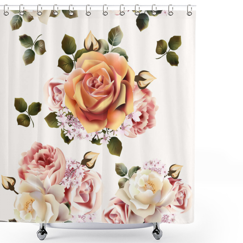 Personality  Beautiful Seamless Wallpaper Pattern With Rose Flowers Shower Curtains