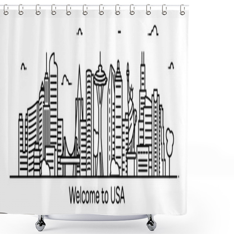 Personality  Welcome To USA Banner Shower Curtains