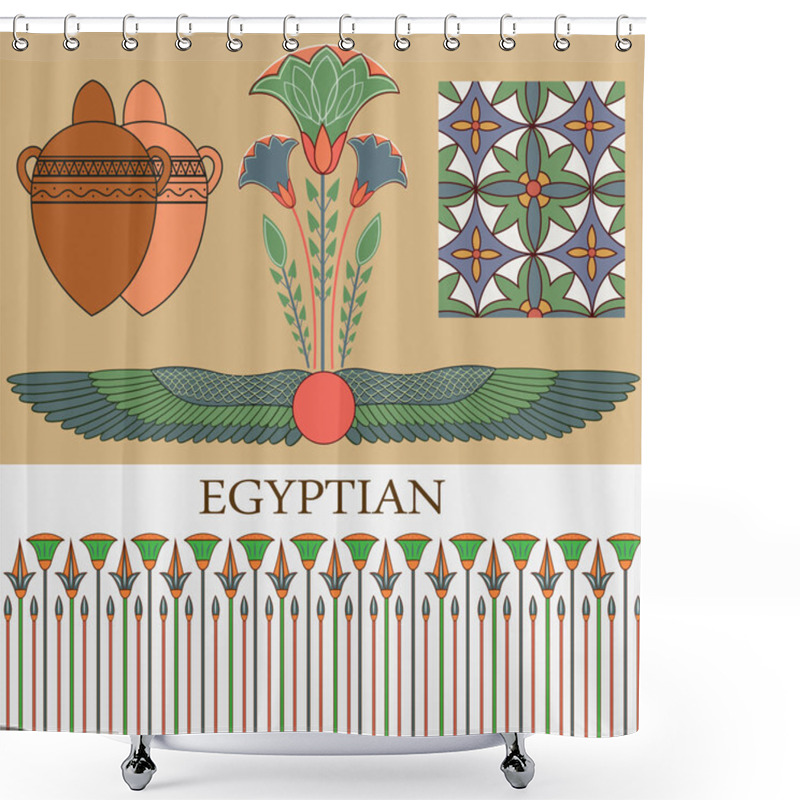 Personality  Egyptian Ornament With Plants Shower Curtains