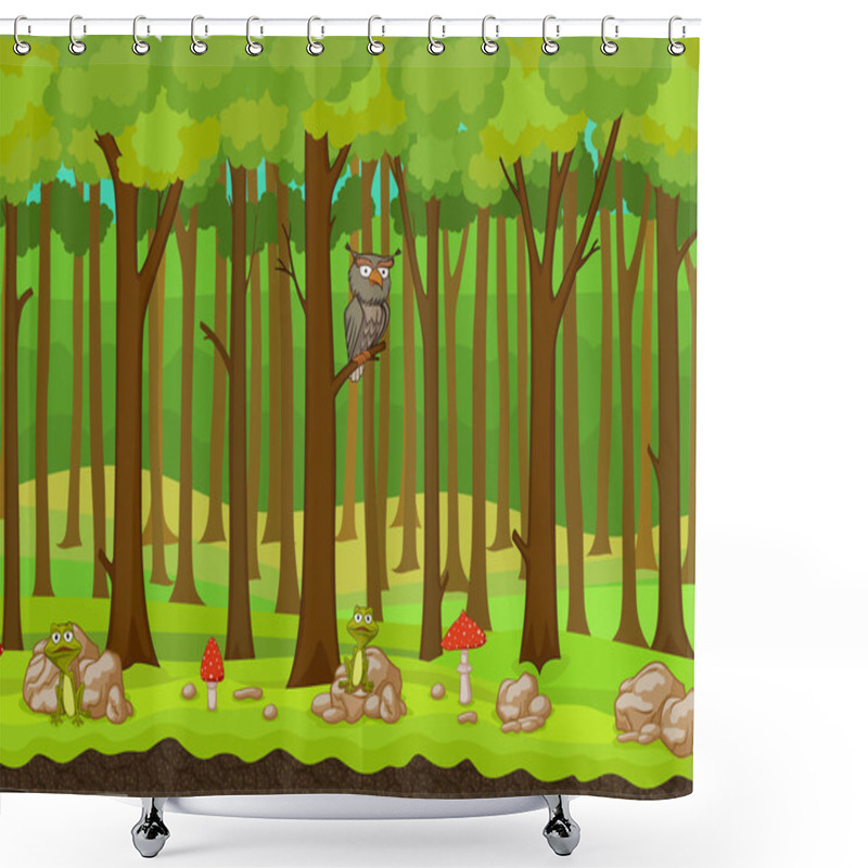 Personality  Cartoon Forest Background Vector Shower Curtains