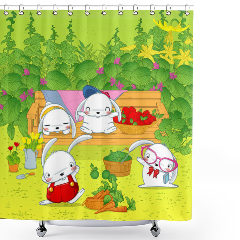 Personality  Bunny Rabbits In The Forest Shower Curtains