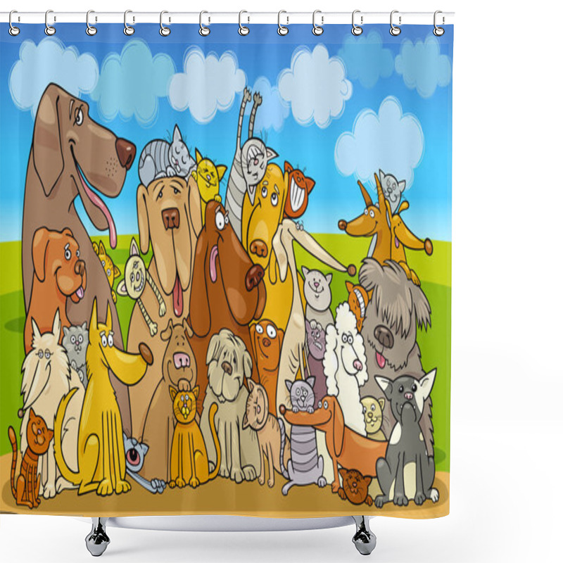 Personality  Group Of Cats And Dogs Shower Curtains