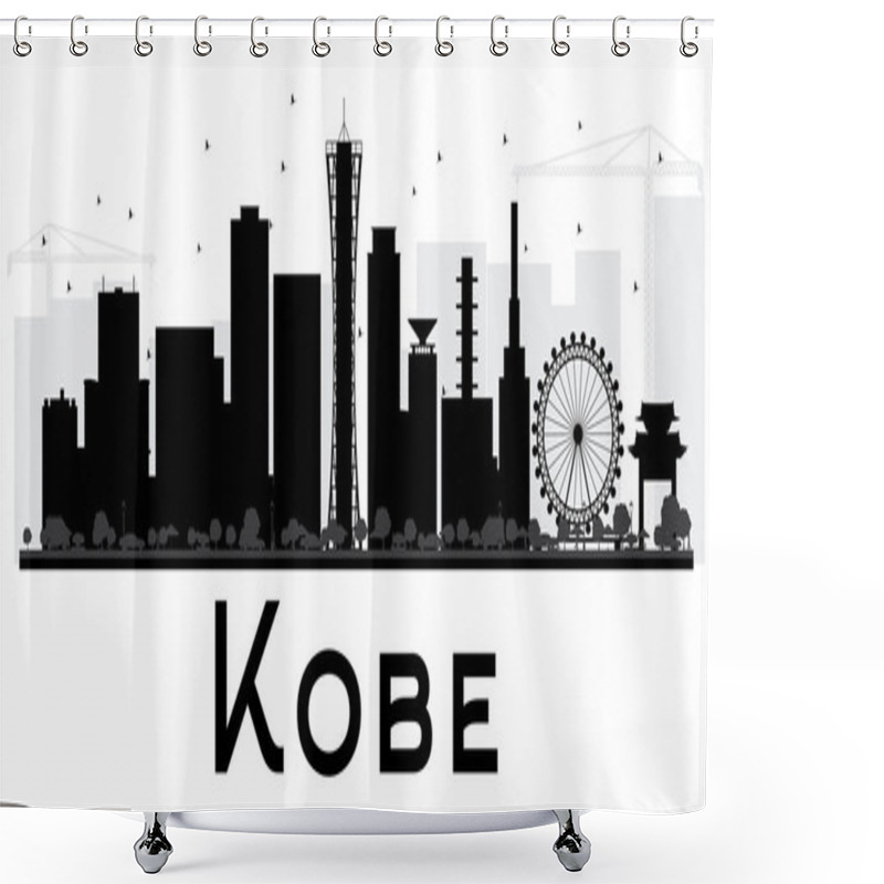 Personality  Kobe City Skyline Black And White Silhouette.  Shower Curtains