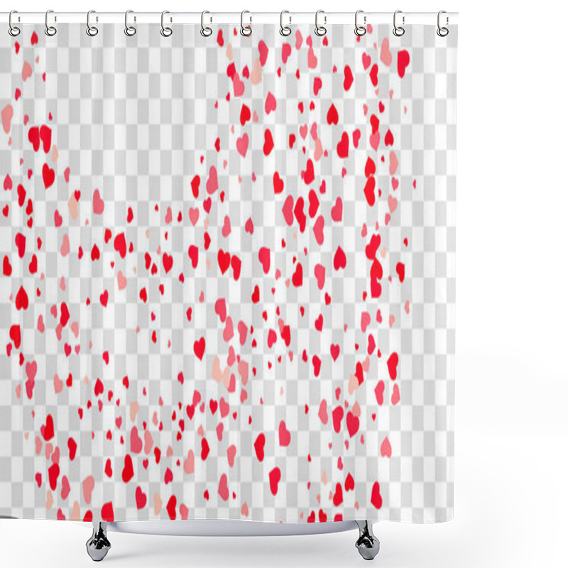 Personality  Heart Of Confetti Falls On The Background. Shower Curtains