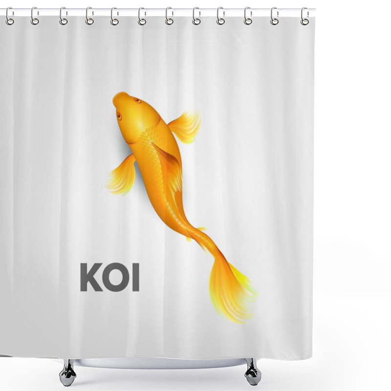 Personality  Realistic Oriental Bright Yellow Koi Fish Vector Shower Curtains