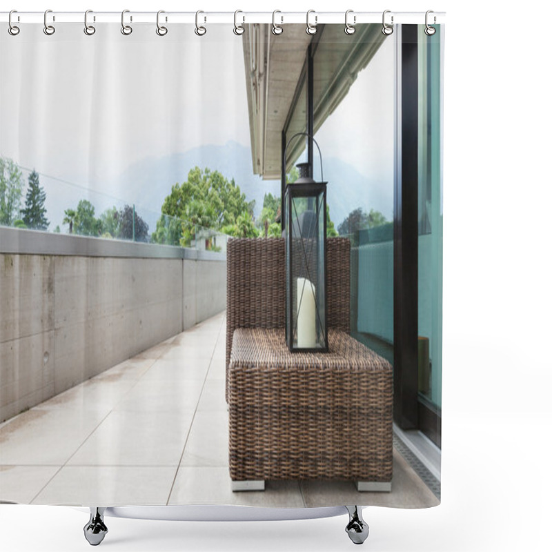 Personality  View Of A Modern Balcony Shower Curtains