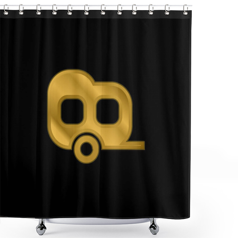 Personality  Black Two Window Carriage Gold Plated Metalic Icon Or Logo Vector Shower Curtains