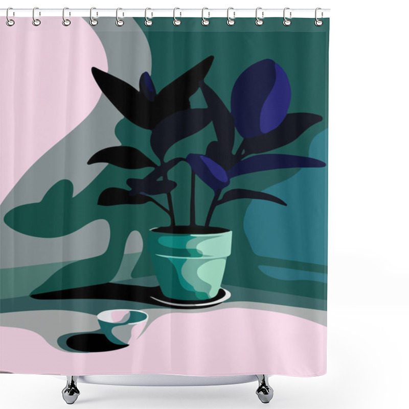 Personality  Vector Illustration Of Plants In The Pot Shower Curtains