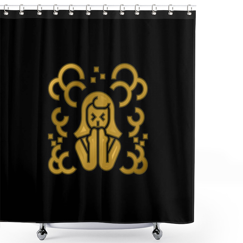 Personality  Air Pollution Gold Plated Metalic Icon Or Logo Vector Shower Curtains