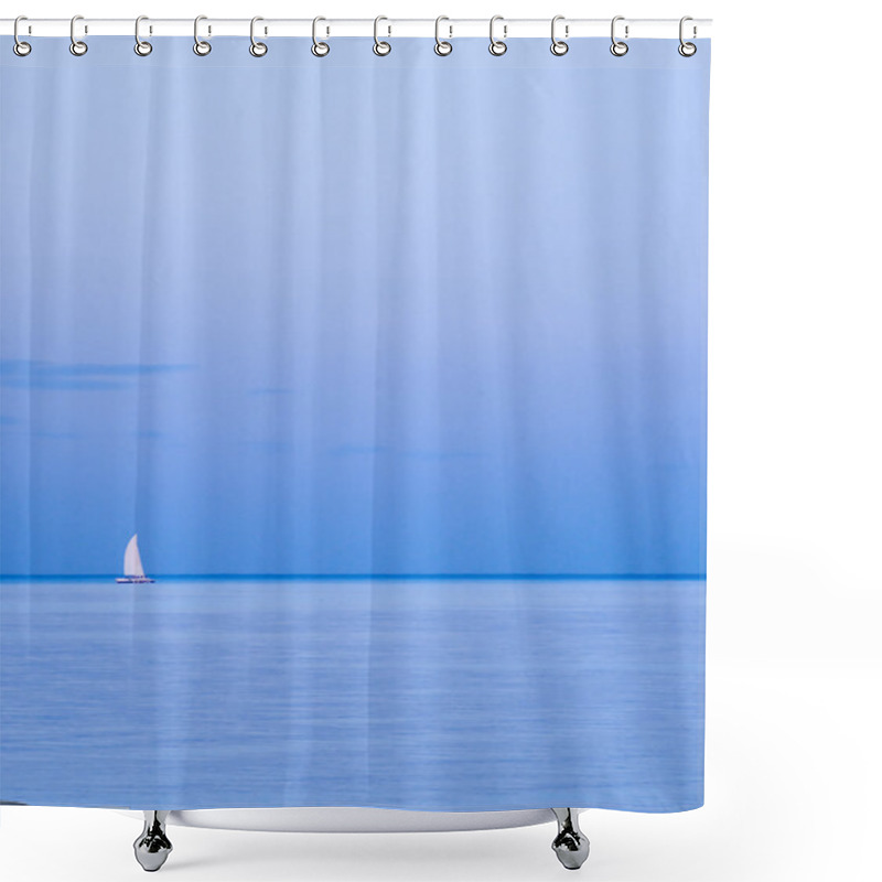 Personality  Lonely Yacht On Horizon Shower Curtains