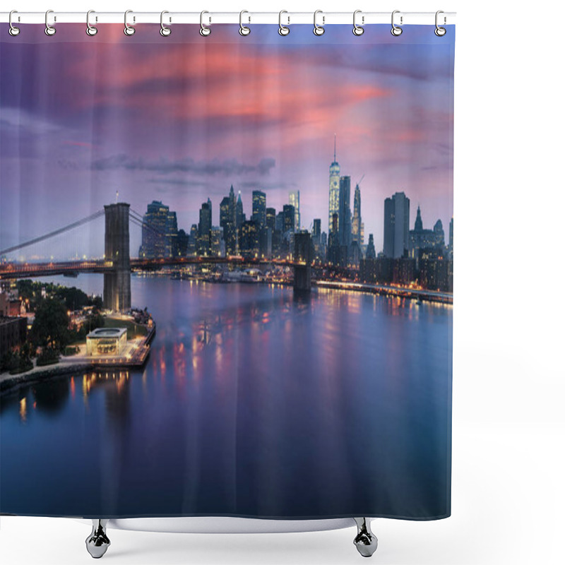 Personality  Brooklyn Bridge At Dusk, New York City Shower Curtains