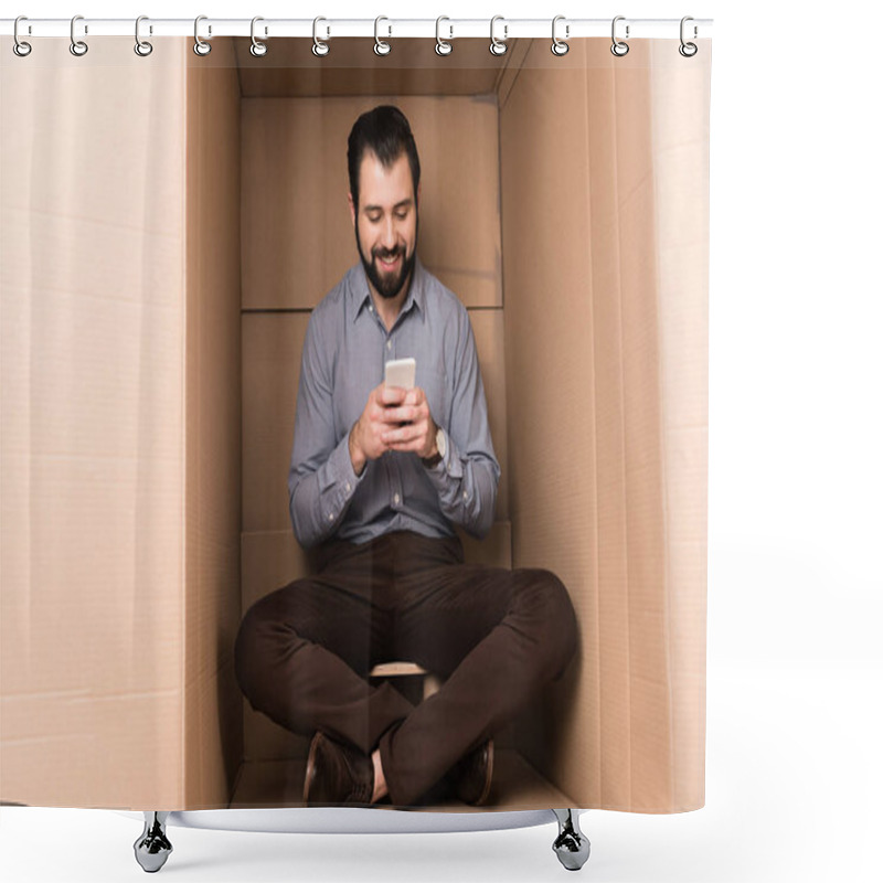 Personality  Man Using Smartphone Shower Curtains