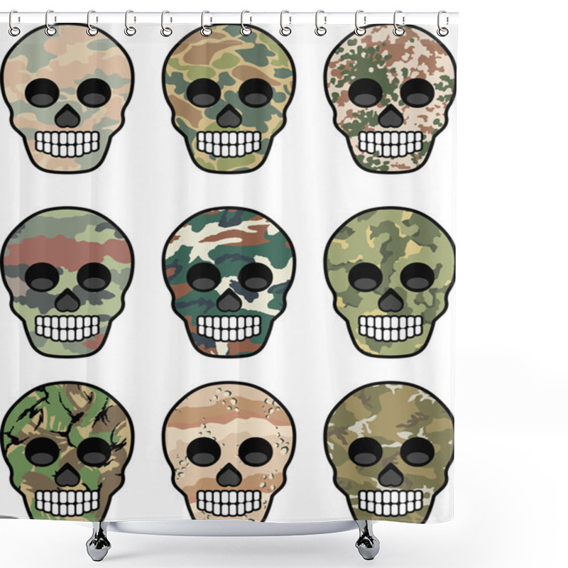 Personality  Camouflage Skull Coat Of Arms Skull Coat Of Arms Shower Curtains