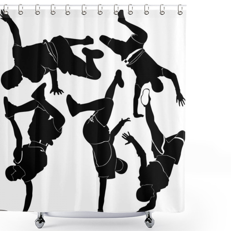 Personality  Breakdance Silhouette Shower Curtains