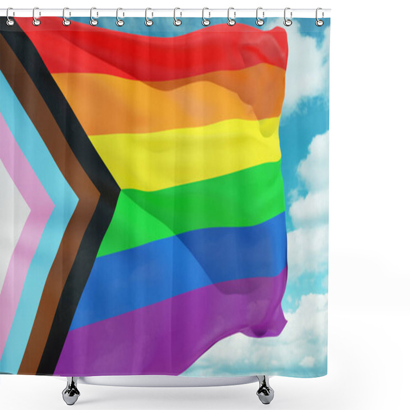 Personality  Rainbow Flag Flutters In The Wind. New LGBTQ+ Rights Symbol. Shower Curtains