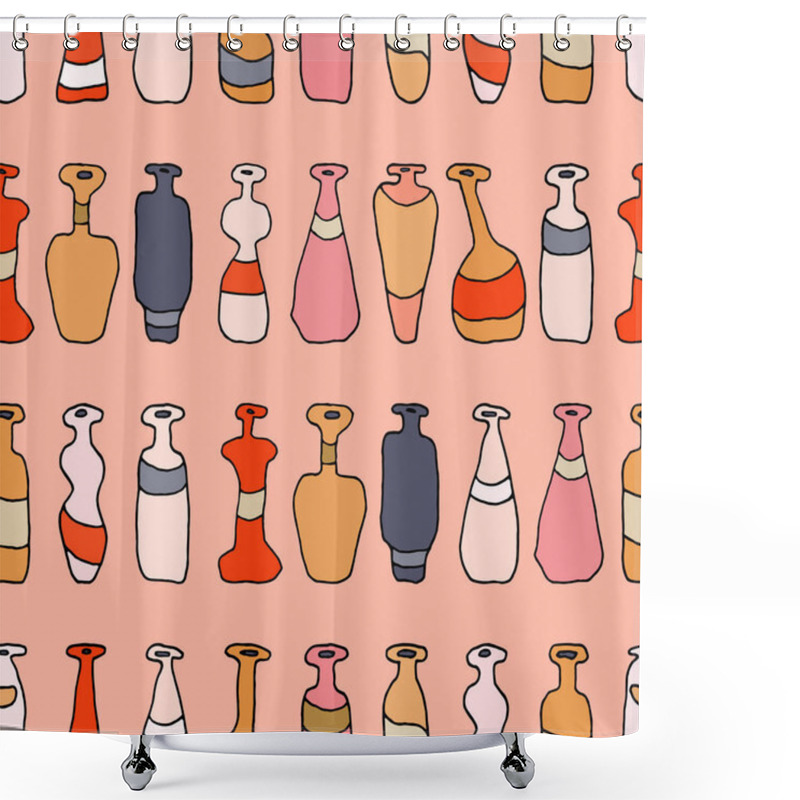 Personality  Bottles Different Coloured Seamless Pink Pattern Shower Curtains