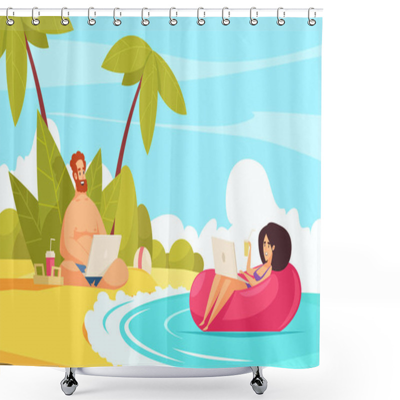 Personality  Freelance Holiday Cartoon Composition  Shower Curtains