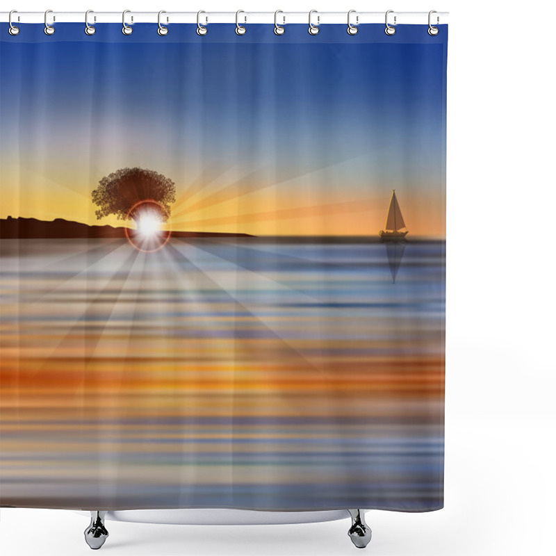 Personality  Abstract Nature Background With Sea Sunrise Shower Curtains