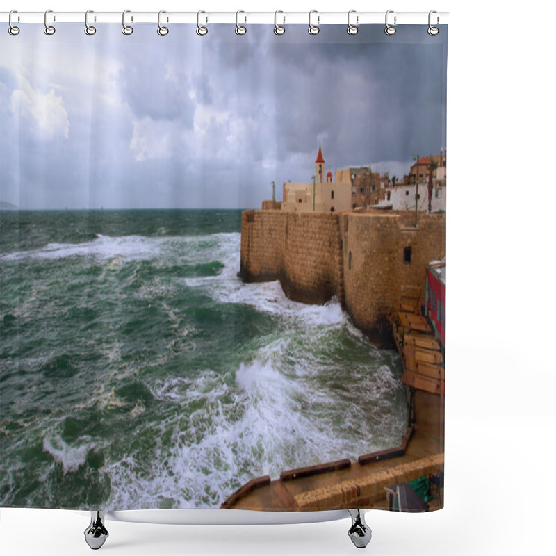 Personality  Acre Sea Wall, Israel Shower Curtains