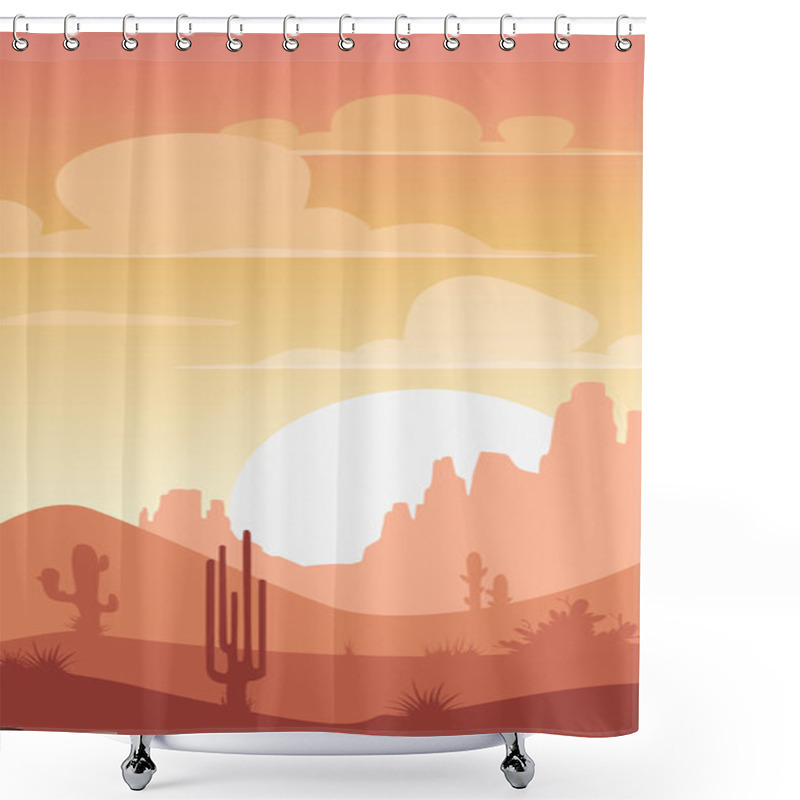 Personality  Cartoon Desert Landscape Shower Curtains