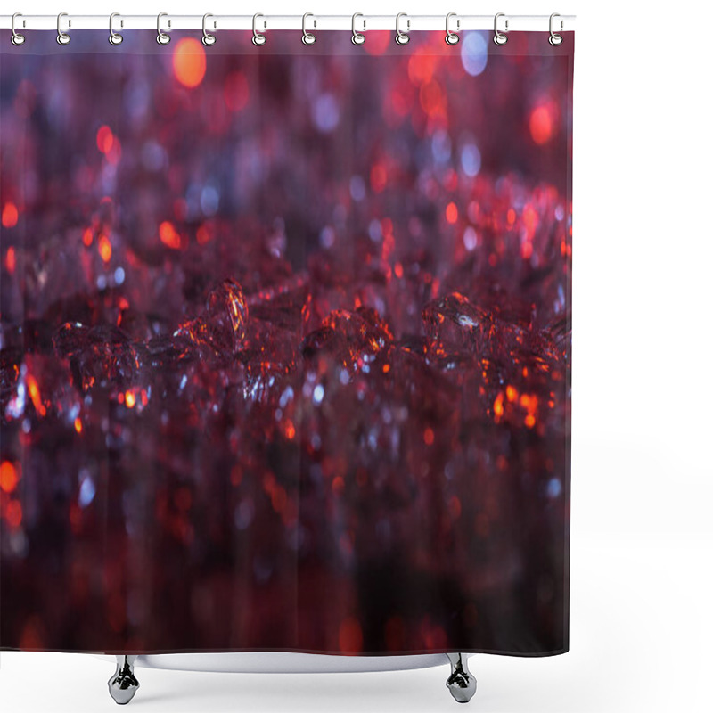 Personality  Close Up View Of Abstract Red And Purple Crystal Textured Background Shower Curtains