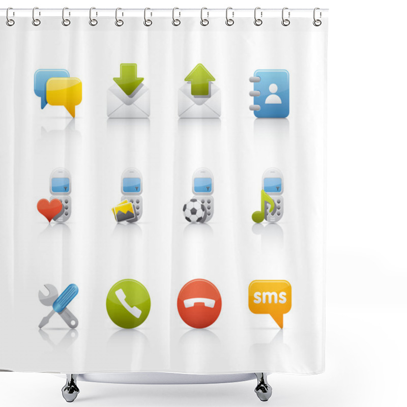 Personality  Icon Set - Internet And Communications Shower Curtains