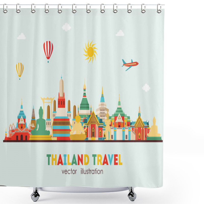 Personality  Thailand Detailed Skyline Shower Curtains