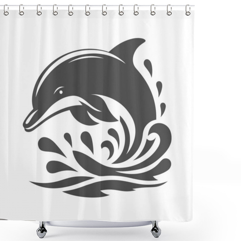 Personality  Playful Dolphin Silhouette, A Great Addition For Tropical, Beach, And Nature-themed Designs. Shower Curtains