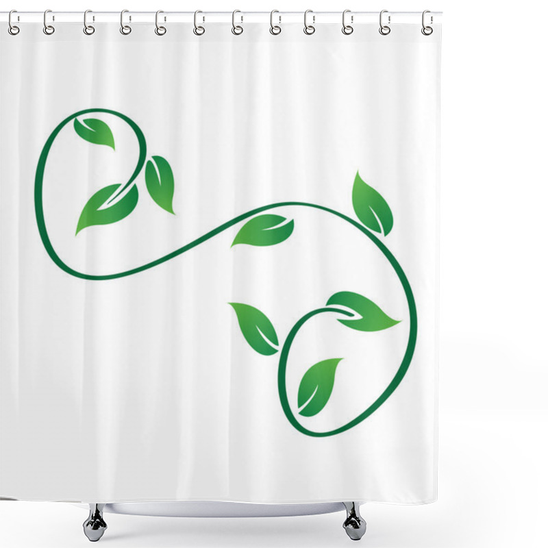 Personality  Green Swirly Leaves Logo Vector Shower Curtains