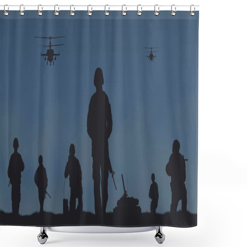 Personality  Soldiers On The Performance Of The Combat Mission. Shower Curtains