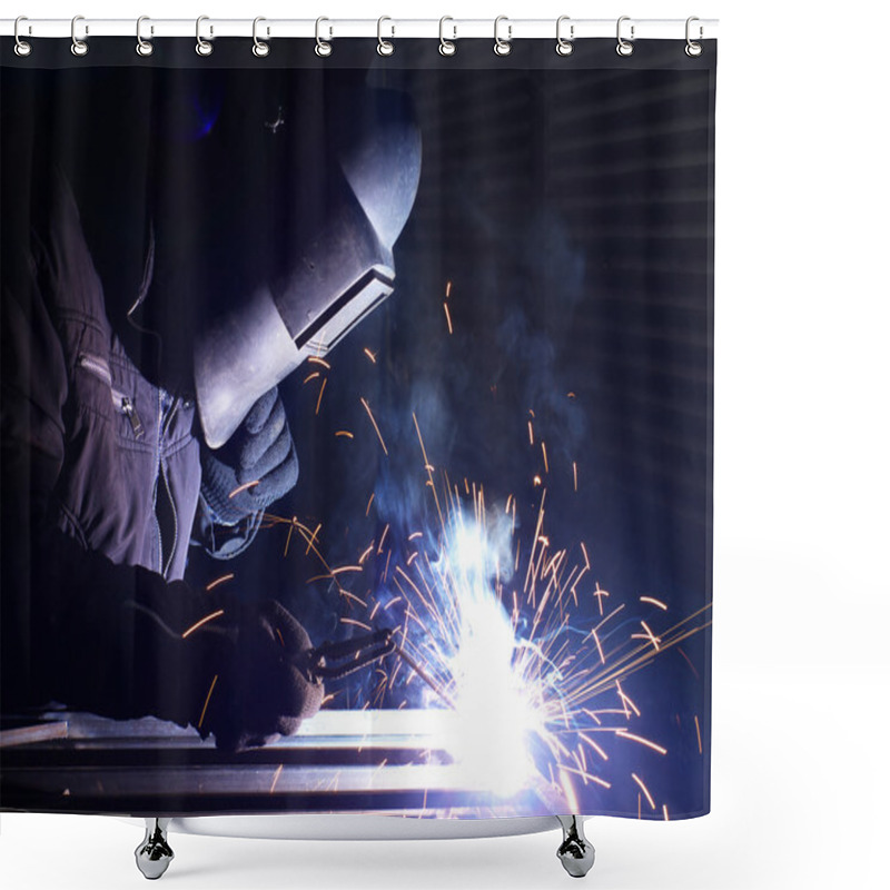 Personality  Welding And Bright Sparks. Hard Job Shower Curtains