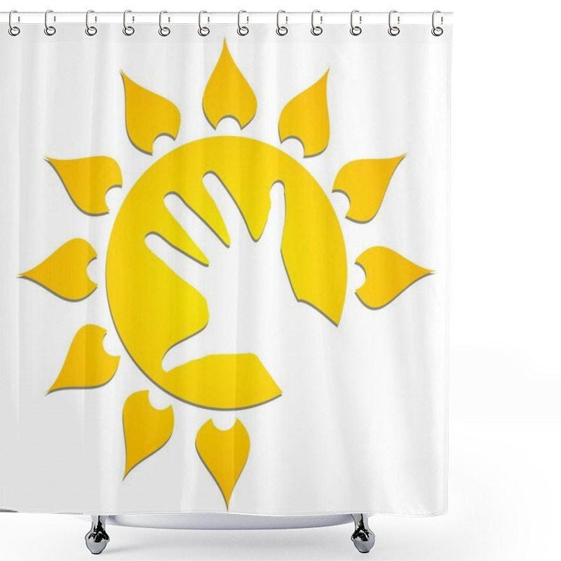 Personality  Sun With Children Hands. Shower Curtains