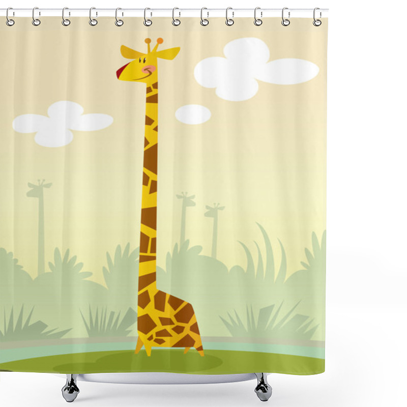 Personality  Smiling Cartoon Giraffe Shower Curtains