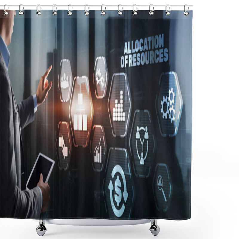 Personality  Allocation Of Resources. Marketing Planning Strategy Concept. Business Technology Shower Curtains