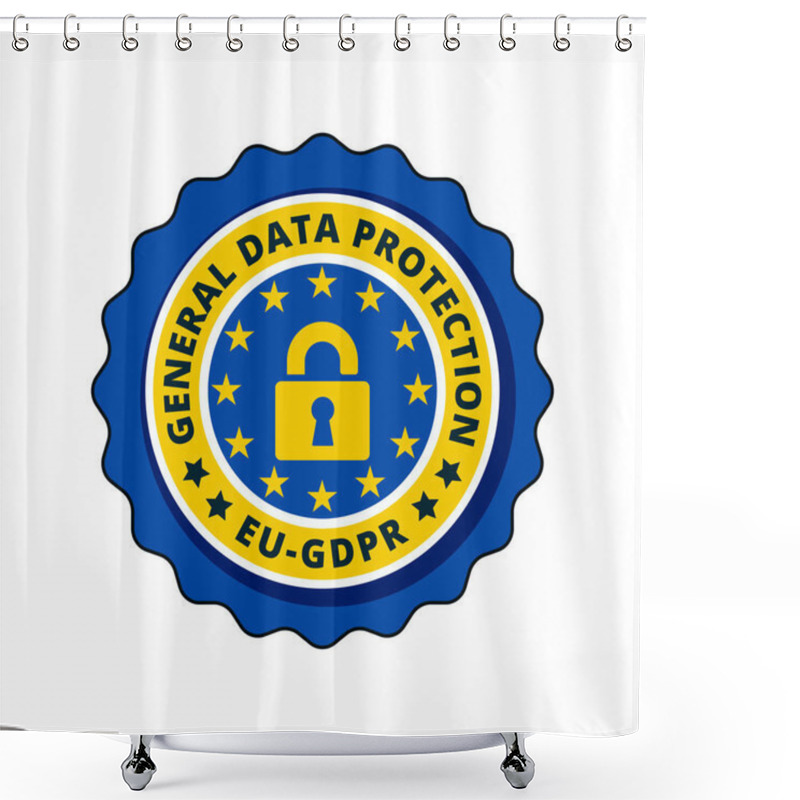 Personality  EU-GDPR Flat Label With Padlock Icon, Vector, Illustration Shower Curtains