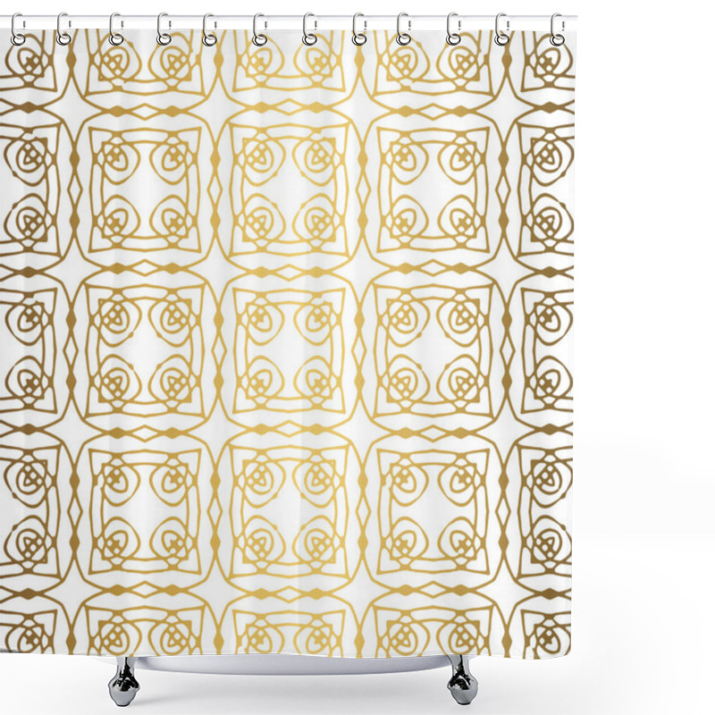 Personality  Golden Background. Luxury Seamless Pattern Elegant Design Shower Curtains