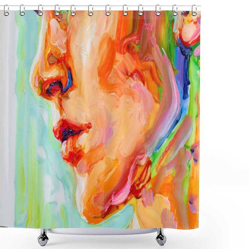 Personality  Painting Male Portrait Oil On Canvas Detail Shower Curtains